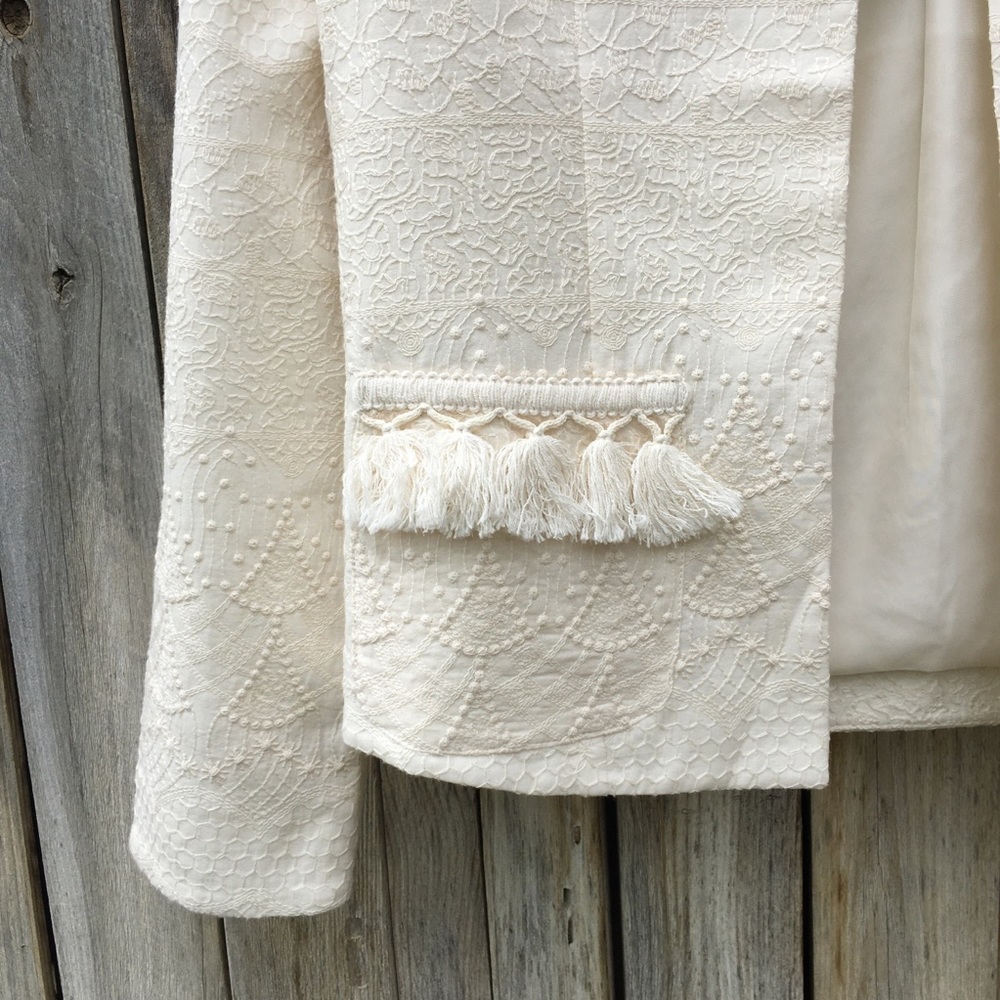 NWT Anine Bing Embroidered Open Jacket Cream XS - Picture 5 of 8